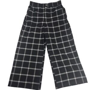 Hollister Ultra High-Rise‎ Wide Leg Plaid Pants Black White Career Casual S Y2K